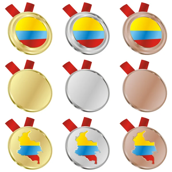 Kolumbianische Vektorfahne in Medaillenform — Stockvektor