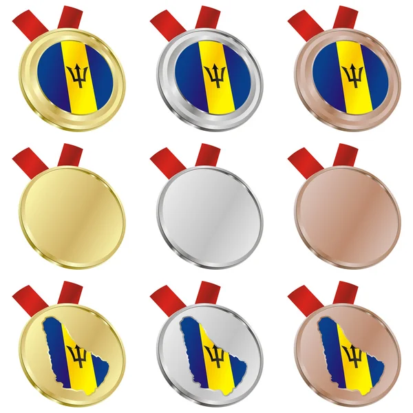 Drapeau vectoriel Barbade en forme de médaille — Image vectorielle