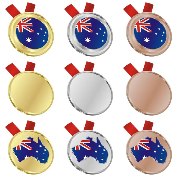 Australia vector flag in medal shapes — Stock Vector