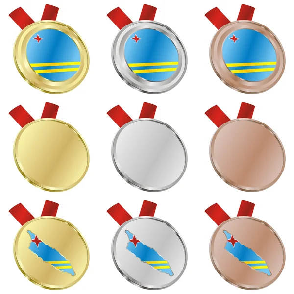 Aruba vektor vlajka ve tvarech medaile — Stockový vektor