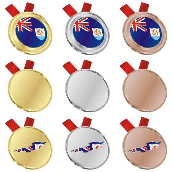 Anguilla vector flag in medal shapes — Stock Vector