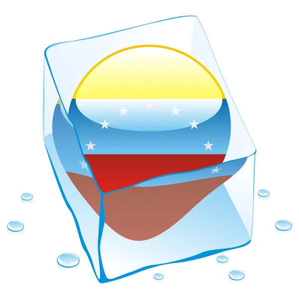 Venezuela bandeira botão congelado em cubo de gelo — Vetor de Stock