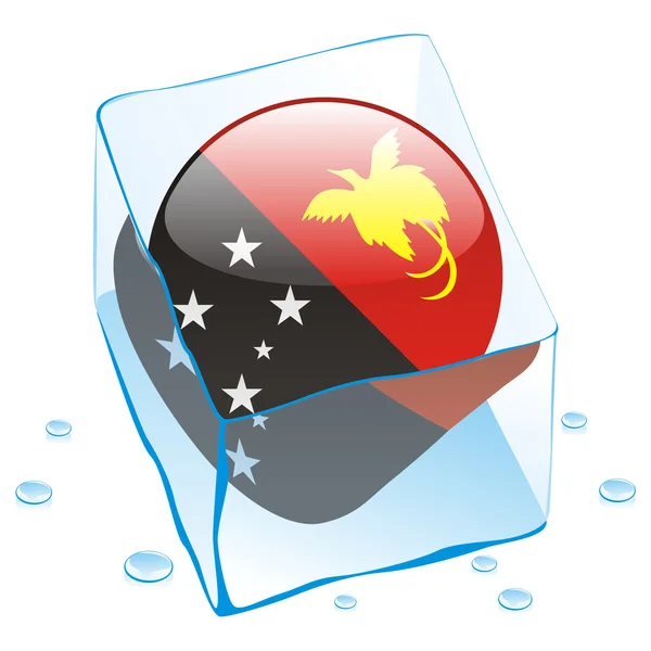 Papua Nya guinea knappen flagga fryst — Stock vektor
