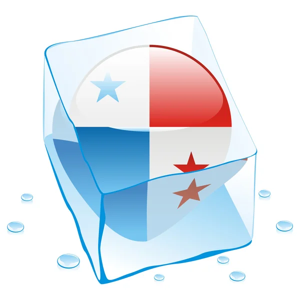 Флаг кнопки Панамы, замороженный в кубике льда — стоковый вектор