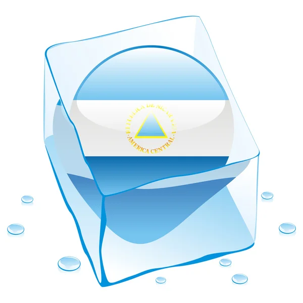 Drapeau bouton Nicaragua congelé dans un glaçon — Image vectorielle