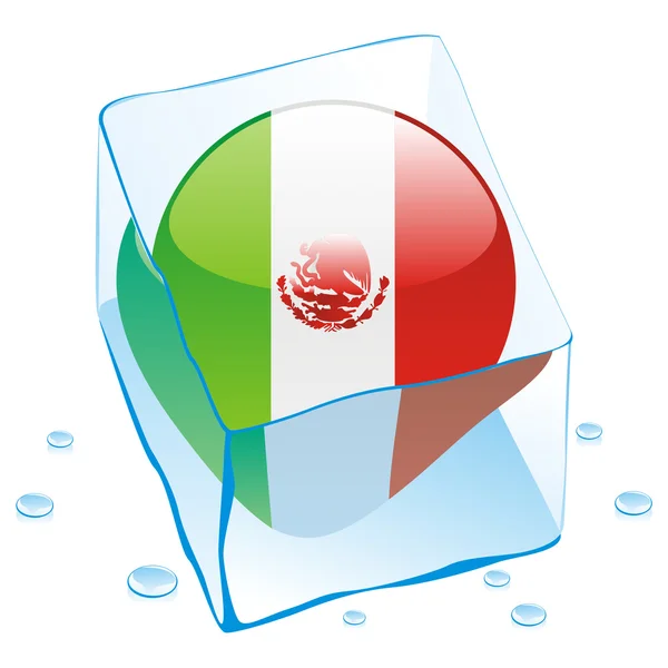 Bandera de México congelada en cubo de hielo — Vector de stock