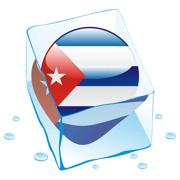 Kuba gombra, zászló fagyott a jég-kocka — Stock Vector