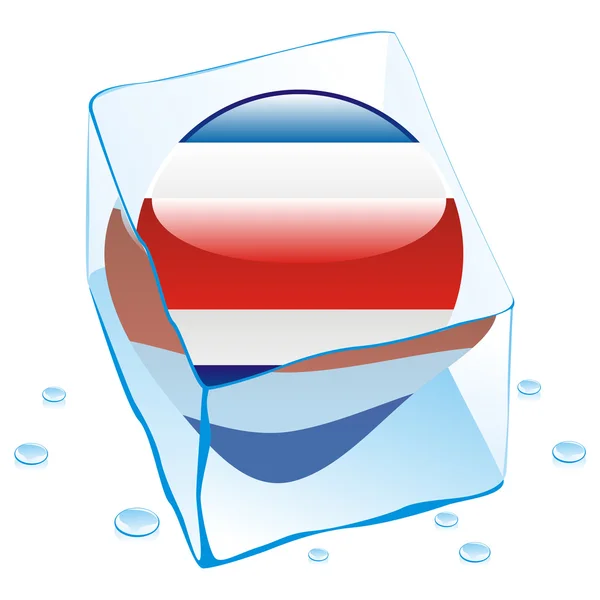 Bandera de Costa Rica congelada en cubo de hielo — Vector de stock