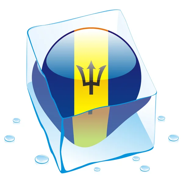 Bandeira de botão Barbados congelada em cubo de gelo —  Vetores de Stock