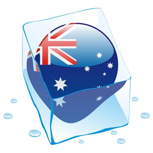 Australia button flag frozen in ice cube — Stock Vector