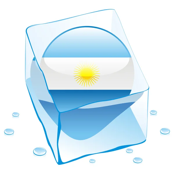 Argentina knappen flagga fryst i isbit — Stock vektor