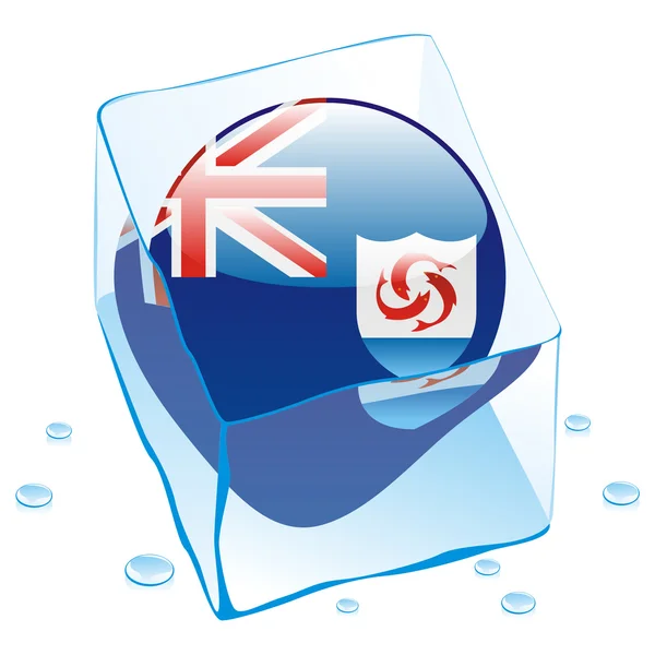 Anguilla button flag frozen in ice cube — Διανυσματικό Αρχείο