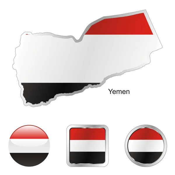 Yemen in map and internet buttons shape — Stock Vector
