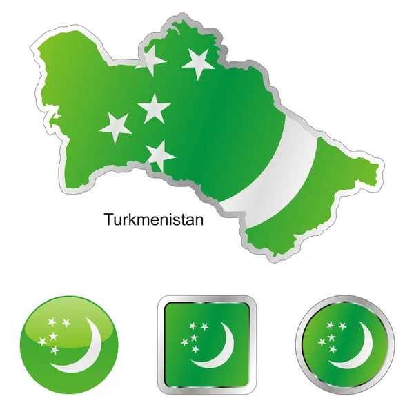 Τουρκμενιστάν στο χάρτη και internet κουμπιά — Διανυσματικό Αρχείο
