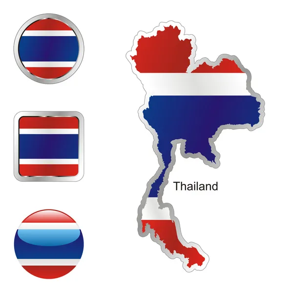 Thaïlande dans la carte et boutons internet — Image vectorielle