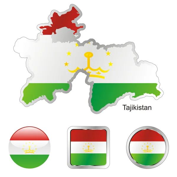Tádžikistán v tlačítka mapa a Internetu — Stockový vektor