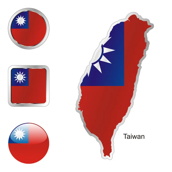 Taiwan in kaart en internet knoppen vorm — Stockvector