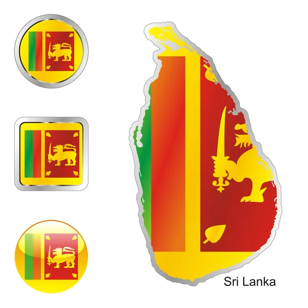 Sri lanka in kaart en internet knoppen — Stockvector