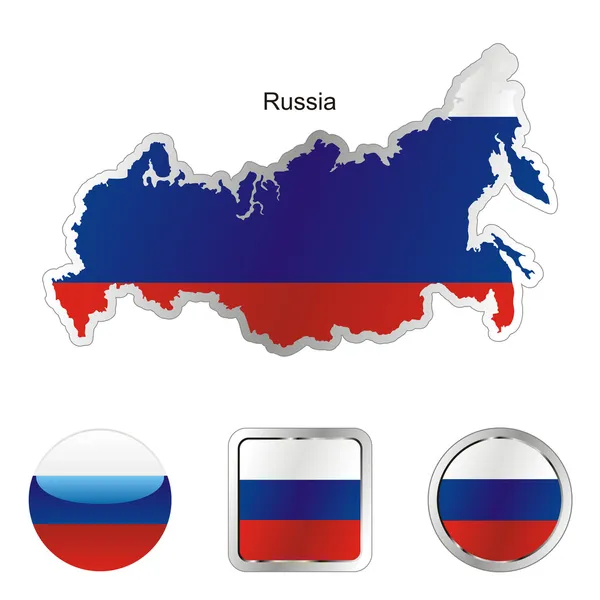 ロシアの地図とインターネットのボタン] 図形 — ストックベクタ
