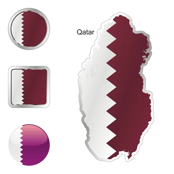 Katar w mapę i internet kształt przycisków — Wektor stockowy