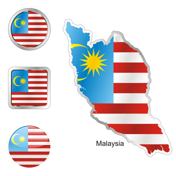 말레이시아 지도 인터넷 버튼에서 — 스톡 벡터