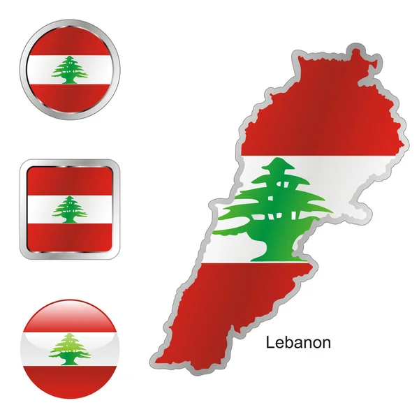 Libanon in kaart en internet knoppen — Stockvector