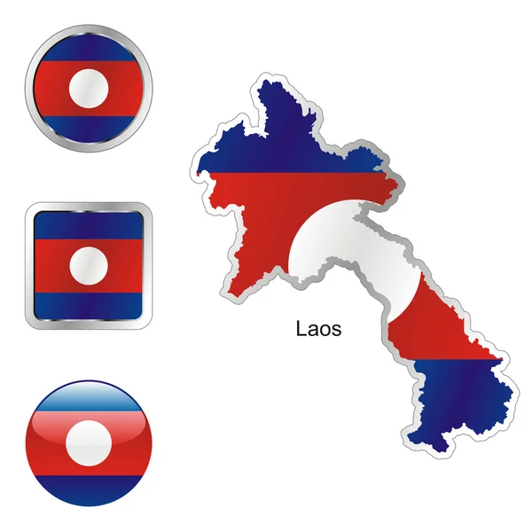 ラオス地図とインターネットのボタン] 図形 — ストックベクタ