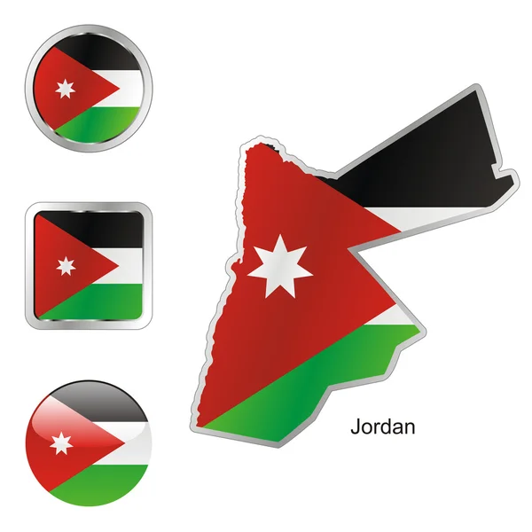 Jordánsko v mapě a Internetu tlačítka tvaru — Stockový vektor