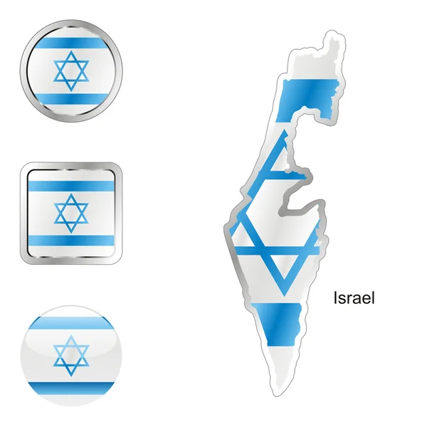 Israël in kaart en internet knoppen vorm — Stockvector