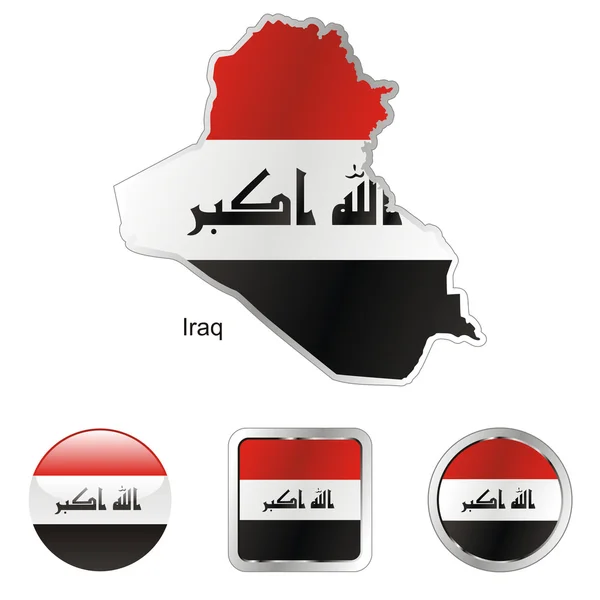 Iraque no mapa e forma de botões de internet — Vetor de Stock