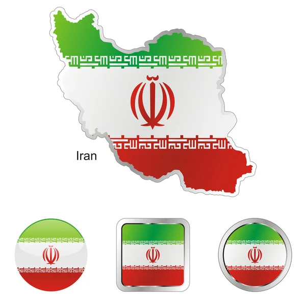 Irán en forma de mapa y botones de Internet — Vector de stock