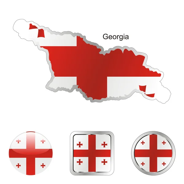 Georgia dalam peta dan tombol internet - Stok Vektor