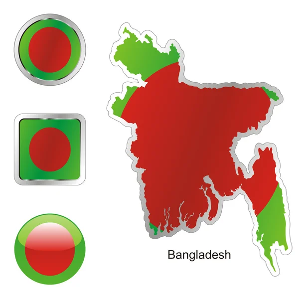Bangladesh in kaart en internet knoppen — Stockvector
