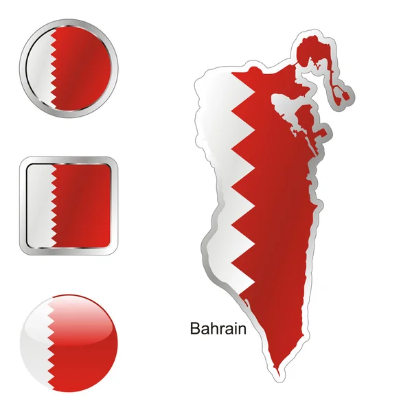Bahrajn w shap przyciski mapy i internet — Wektor stockowy