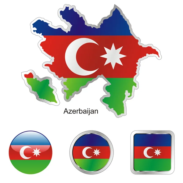Azerbaiyán en el mapa y los botones de Internet — Archivo Imágenes Vectoriales