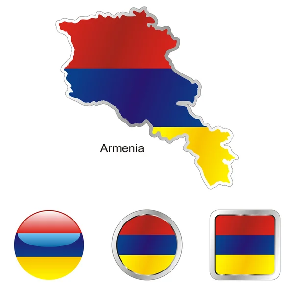 Örményország-Térkép és internet gombok shap — Stock Vector