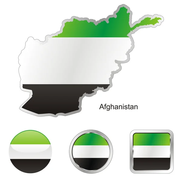 Афганистан на карте и в Интернете кнопки — стоковый вектор