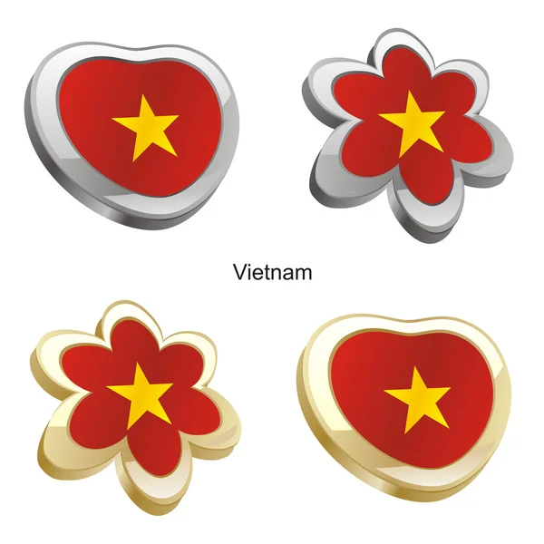 Vietnam flag in heart and flower shape — Stock Vector