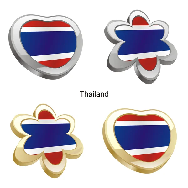 Thajsko vlajka ve tvaru srdce a květiny — Stockový vektor