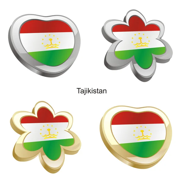 Tadzjikistan vlag in hart en bloem shap — Stok Vektör