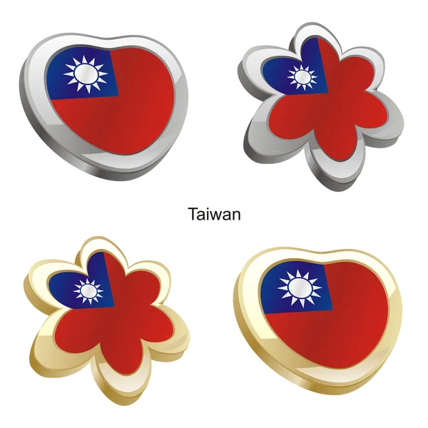 Taiwan flag in heart and flower shape — Stock Vector