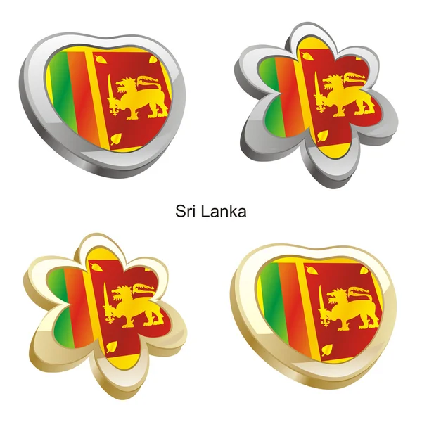 Sri Lankas flagga i hjärtat och blomma — Stock vektor