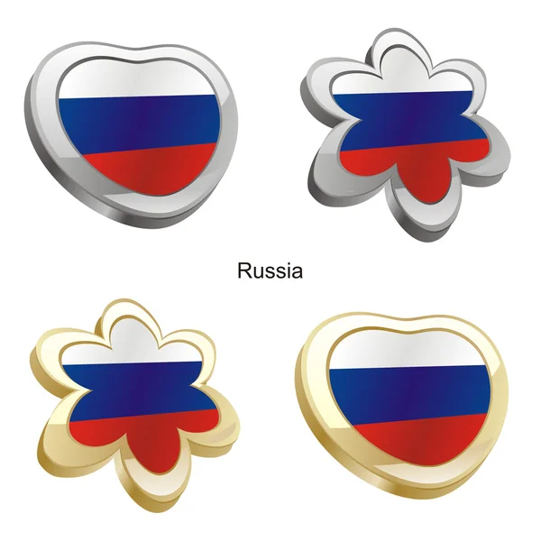 俄罗斯国旗在心脏和花的形状 — 图库矢量图片