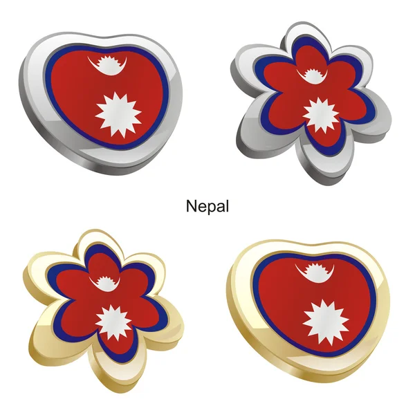 Bandera de Nepal en forma de corazón y flor — Vector de stock