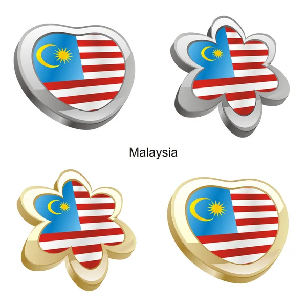 심 혼 및 꽃 모양에서 말레이시아 국기 — 스톡 벡터