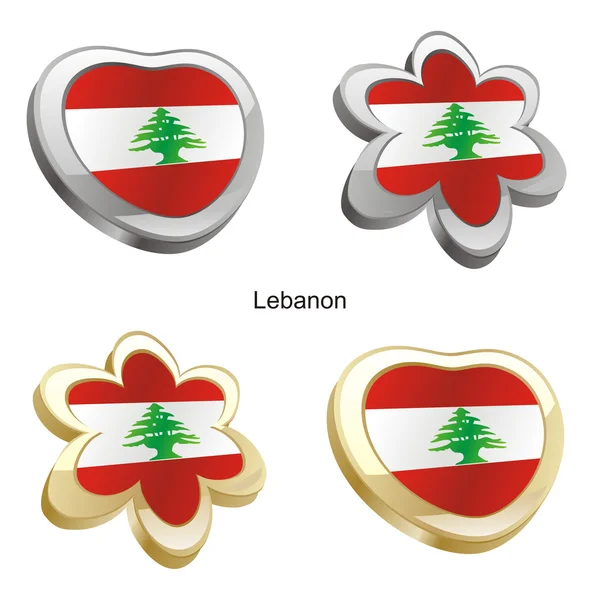 Libano bandiera a forma di cuore e fiore — Vettoriale Stock