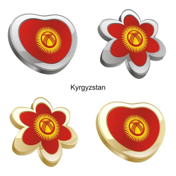 Kyrgyzstan flag in heart and flower shap — Stock Vector