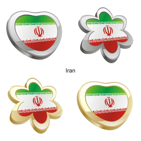 İran bayrağı kalp ve çiçek şekil — Stok Vektör