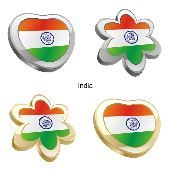 India flag in heart and flower shape — Stock Vector