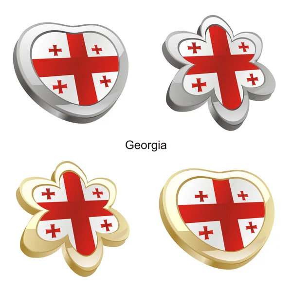 Georgië vlag in hart en bloem vorm — Stockvector